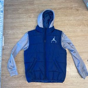Air Jordan boy hooded puffy jacket  - blue & gray